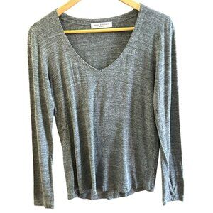 Amina Rubinacci Womens Gray Long Sleeve V Neck Top Quiet Luxury Designer